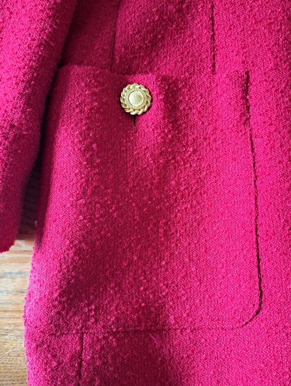 Jones New York Petite Red Textured Blazer with Gold Buttons - Picture 5 of 5